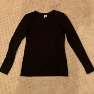 Nordstrom Plain Black Long Sleeve Top Size S